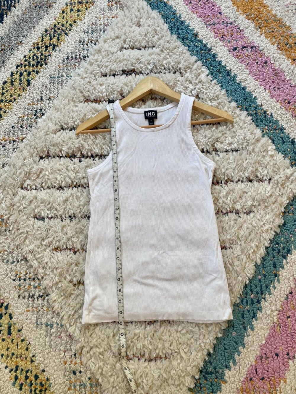 INC White Ribbed Racerback Tank - Picture 7 of 8